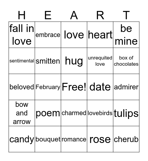 Valentine's Day Bingo Card