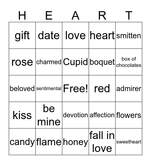 Valentine's Day Bingo Card