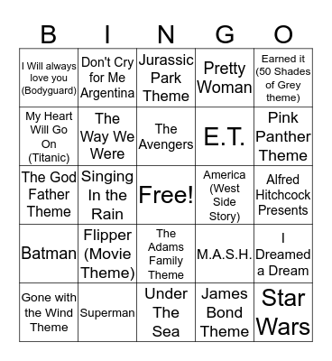DD10 More Movie Songs! Bingo Card