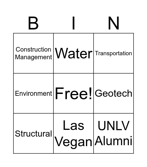 Faculty Bingo Card