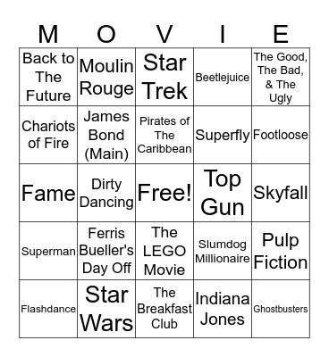 Movie Music Bingo Card