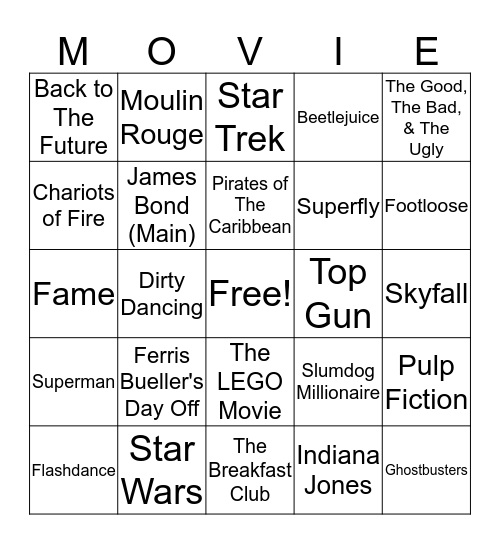 Movie Music Bingo Card