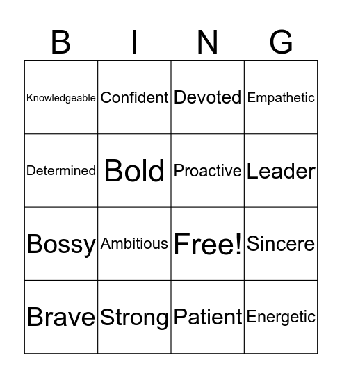 Characteristics of an IPEP President Bingo Card