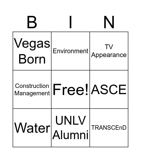 Faculty Bingo Card