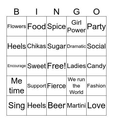 Ladies Night  Bingo Card