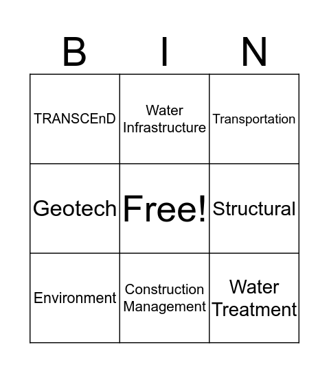 Faculty Bingo Card