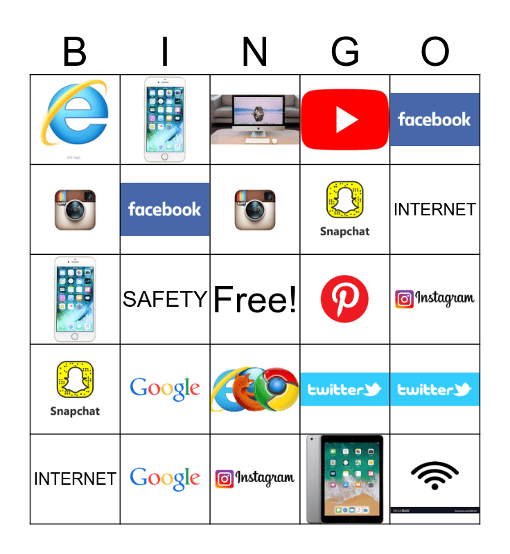 Internet Safety Bingo Card