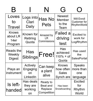 New Hire Orientation - May 2020 Bingo Card