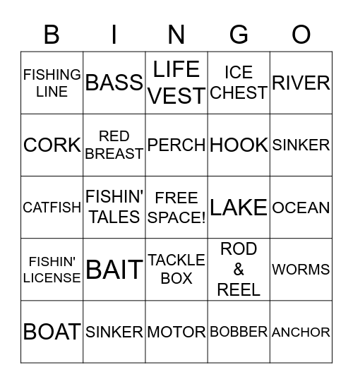 GONE FISHIN' Bingo Card