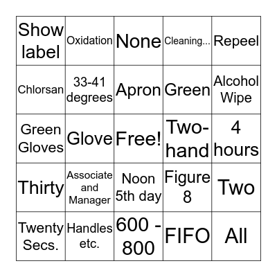 INO Safety Bingo Card