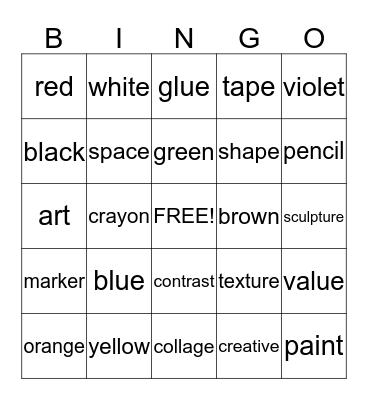 Art Bingo Card