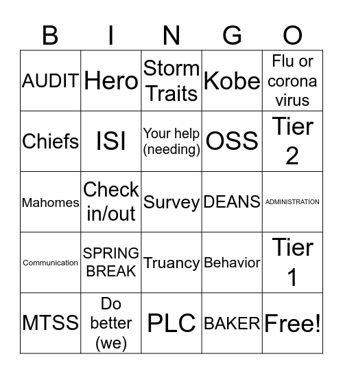 February BINGO! Bingo Card