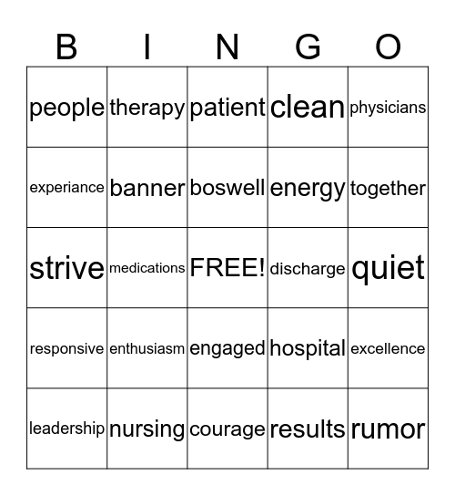 NURSING BINGO Card