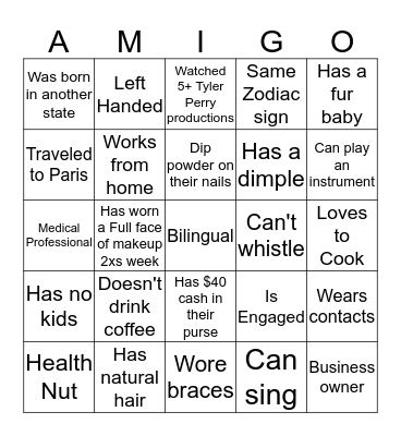 GALentine's Amigo Bingo Card