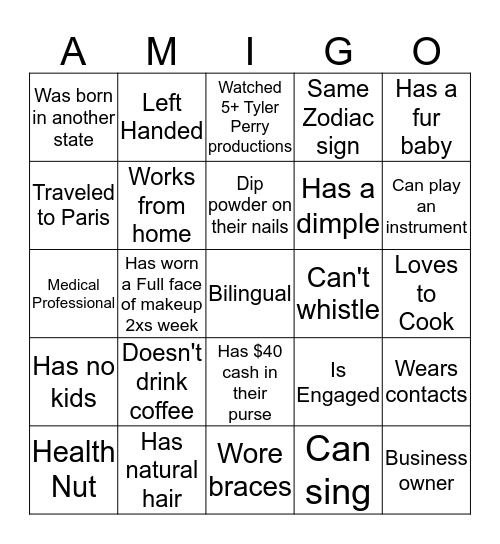 GALentine's Amigo Bingo Card