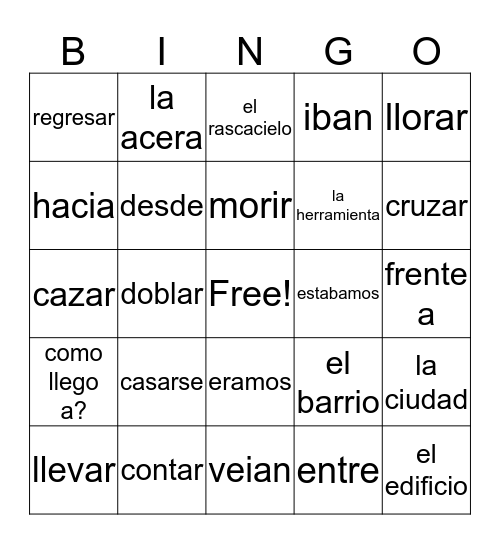 avancemos 2 unidad 4  Bingo Card