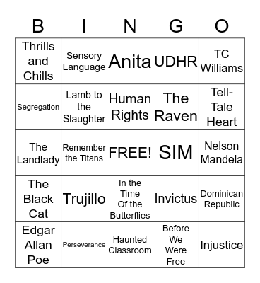 ELA 7 Year in Review Bingo Card