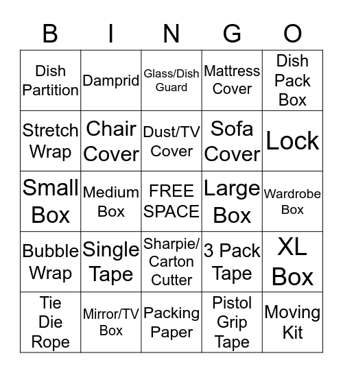 Merchandise Bingo Card