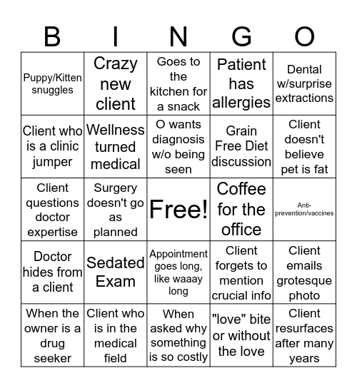 Doctor Bingo Card