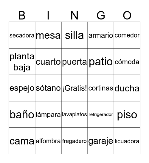 La casa Bingo Card