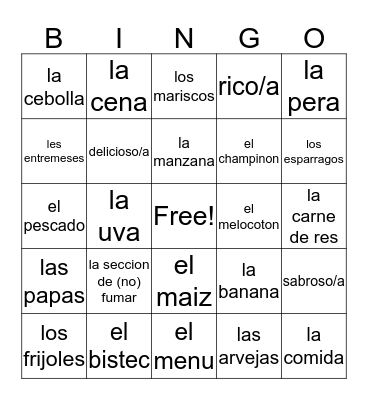Ch 8 Vocab Part 1 Bingo Card