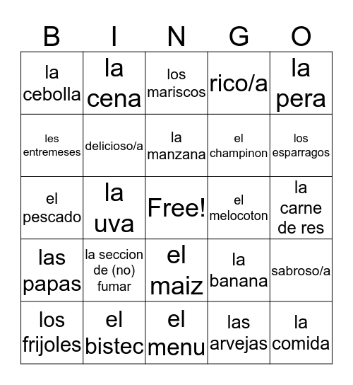 Ch 8 Vocab Part 1 Bingo Card