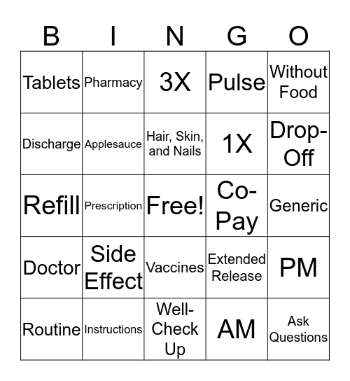 Medication Administration Bingo Card