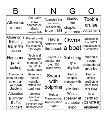 SMTA Beach Blanket Bingo Card