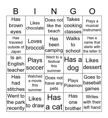 Find Someone Who... Bingo Card