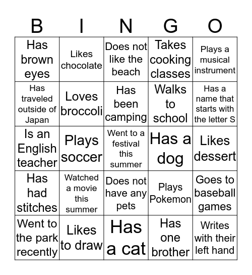 Find Someone Who... Bingo Card