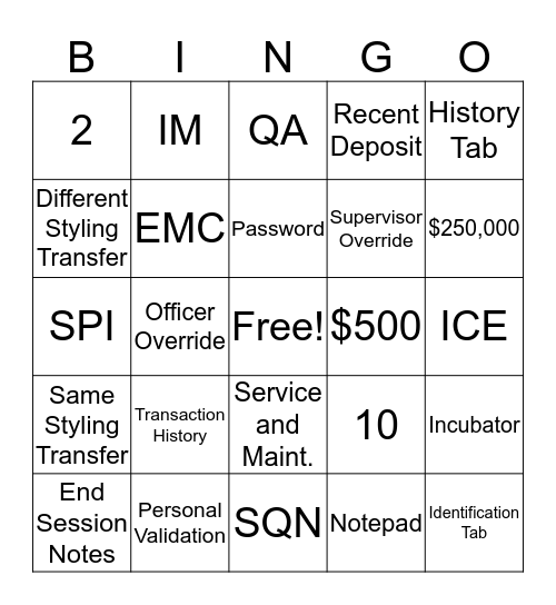 Week 1 Bingo Card