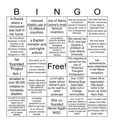 African American Leaders  Bingo Card