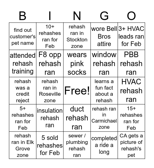 February  Bingo Card