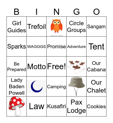 Brownie Bingo Card