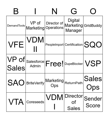 Validity Bingo Card