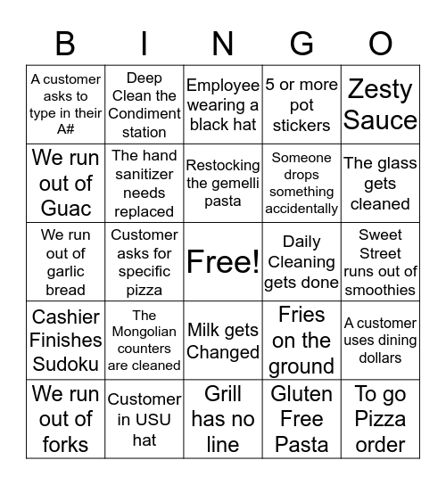 Marketplace Bingo Card