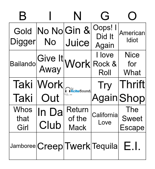 Xcite Bingo 3 Bingo Card