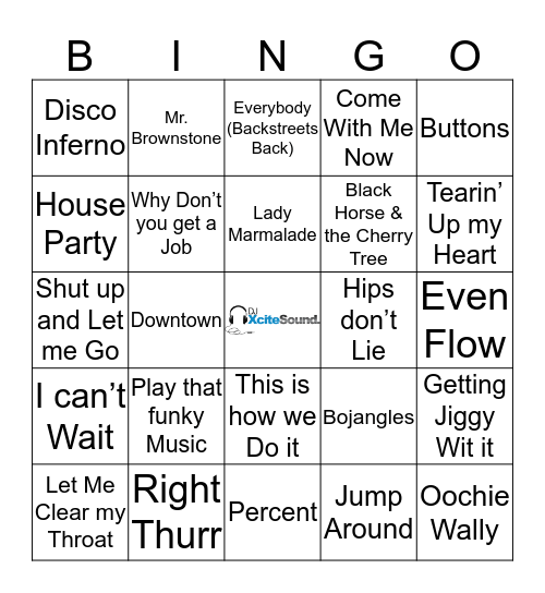 Xcite Bingo 5 Bingo Card