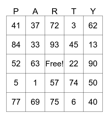 Piggley's Birthday Party! Bingo Card