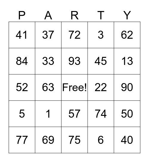 Piggley's Birthday Party! Bingo Card