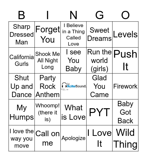 Xcite Bingo 7 Bingo Card