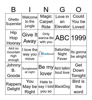 Xcite Bingo 8 Bingo Card