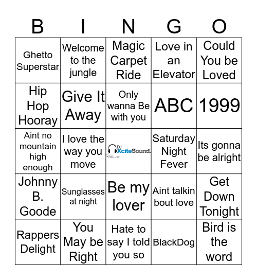 Xcite Bingo 8 Bingo Card