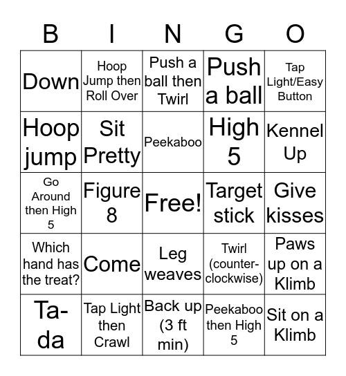 Tricks Bingo Card