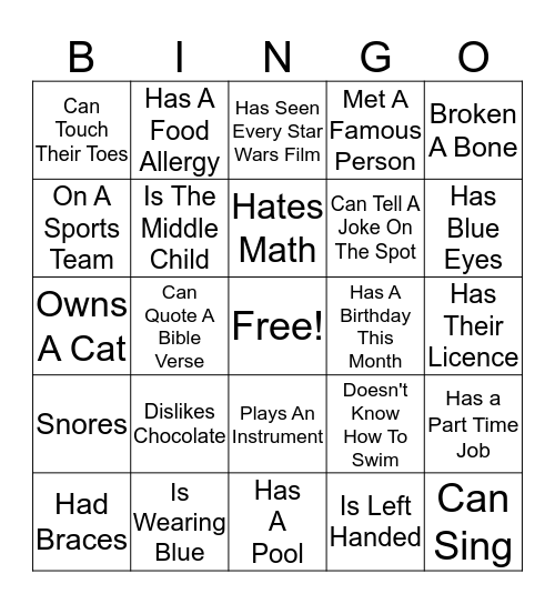 Ice Breaker Bingo Card