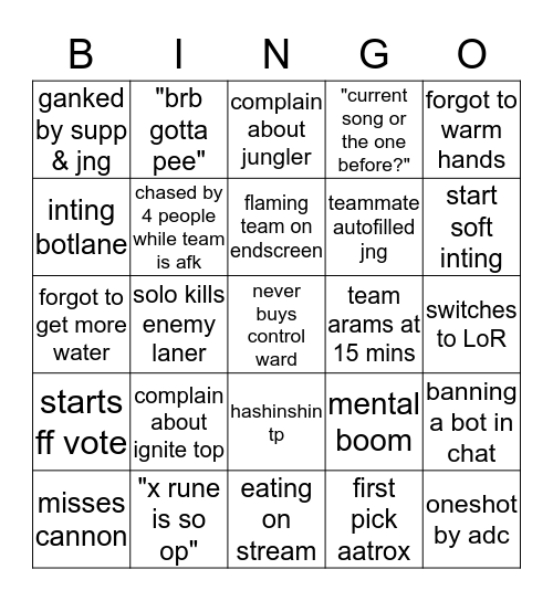 homi stream bingo Card