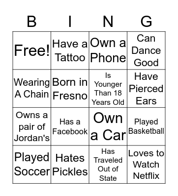 Men's with Hearts Bingo Card
