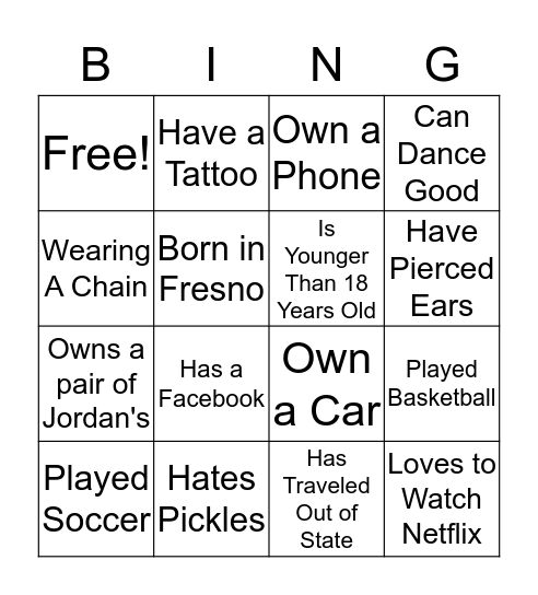Men's with Hearts Bingo Card