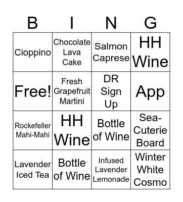 Bonefish Bingo Card