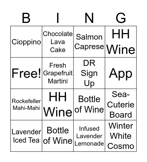 Bonefish Bingo Card